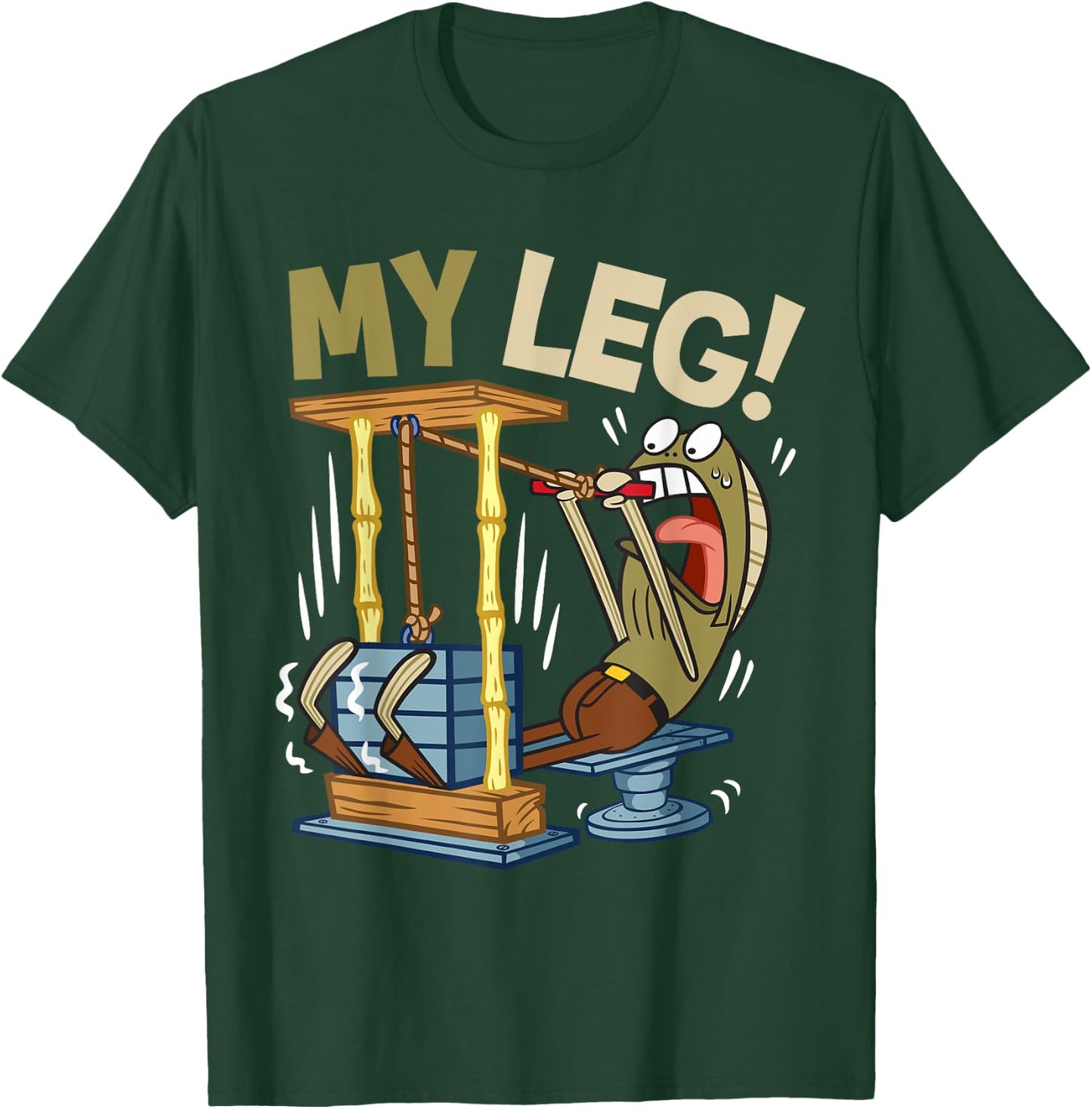 Mademark x SpongeBob SquarePants - My Leg Legs Day Weight Lifting Bodybuilding SpongeBob Gym T-Shirt - T-Shirt | Forest