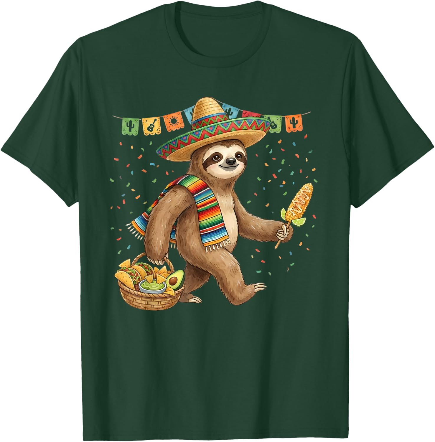 Mexican Sloth Poncho Cinco De Mayo Fiesta Sombrero Meme T-Shirt - T-Shirt | Forest