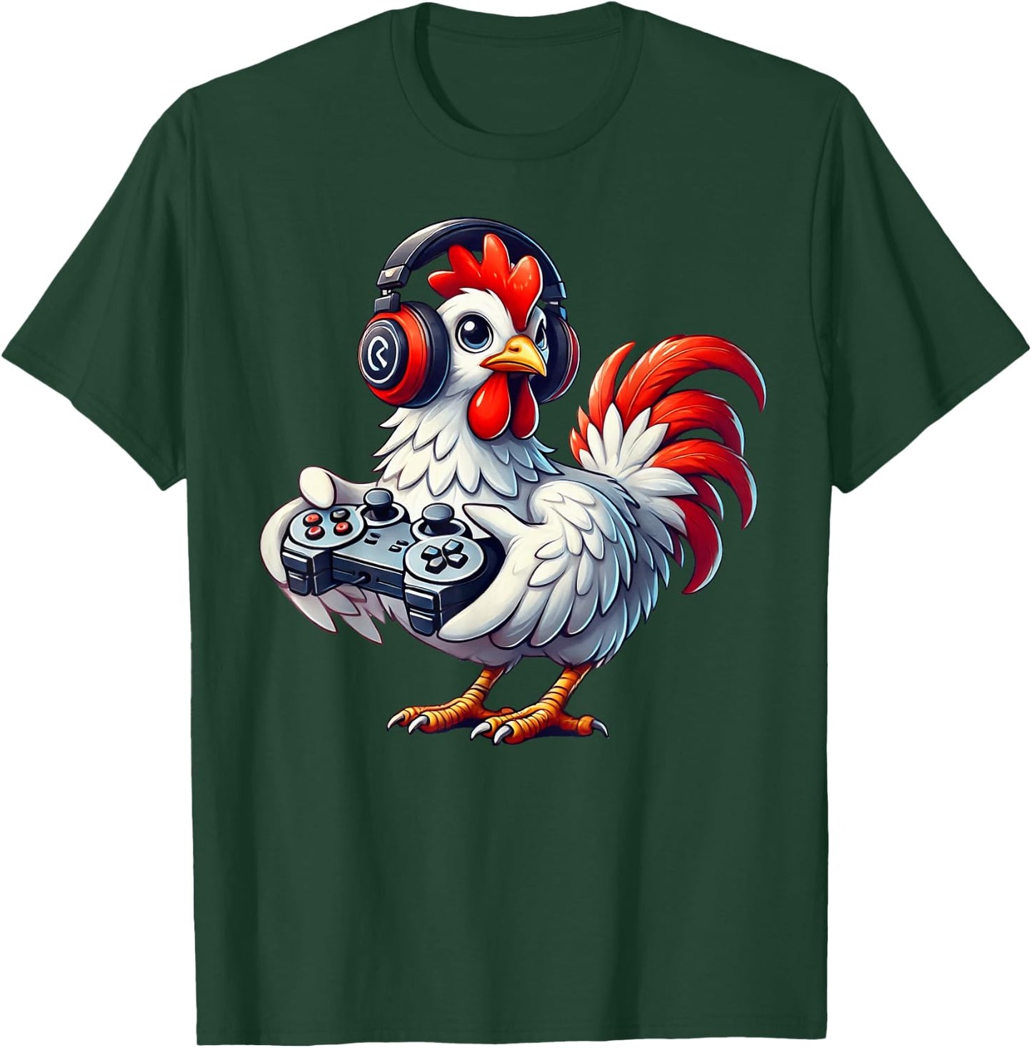 Chicken Funny Video Games Graphic Chicken Gamers T-Shirt - T-Shirt | Forest