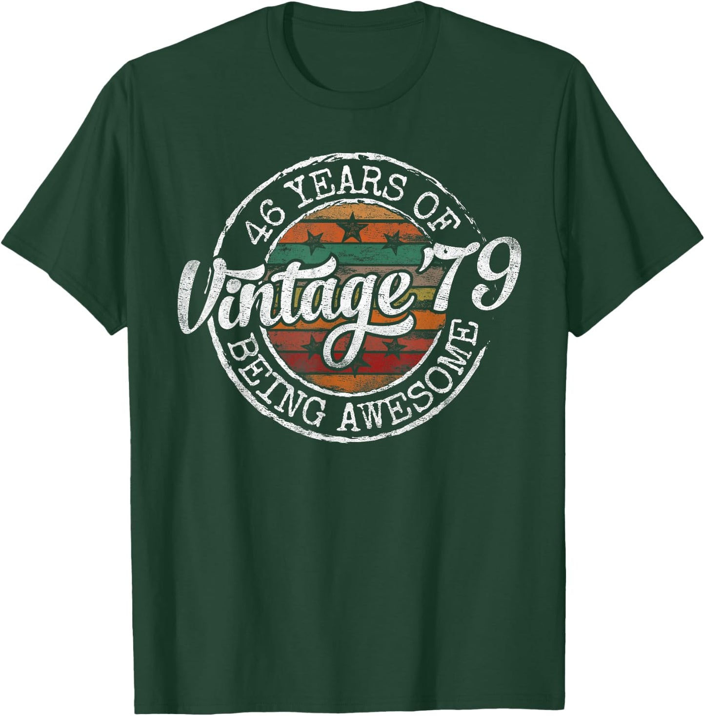 Vintage 1979 Bday Stamp 46th Birthday Gifts 46 Year Old T-Shirt - T-Shirt | Forest