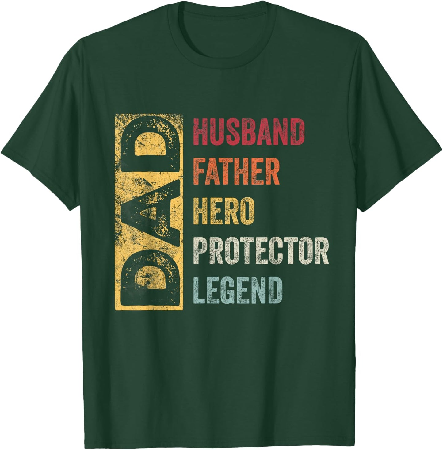 Retro Husband Father Hero Protector Legend Father Day Dad T-Shirt - T-Shirt | Forest