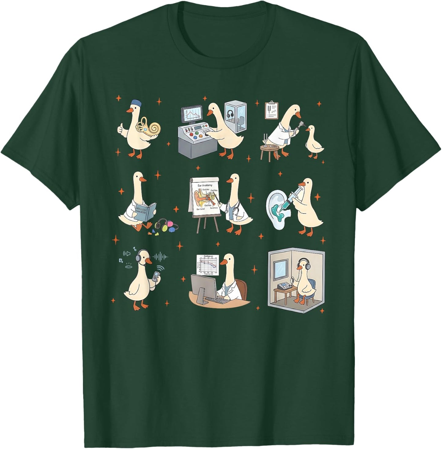 Audiologist Silly Goose ENT Doctor Hearing Aid Ossicle Nurse T-Shirt - T-Shirt | Forest