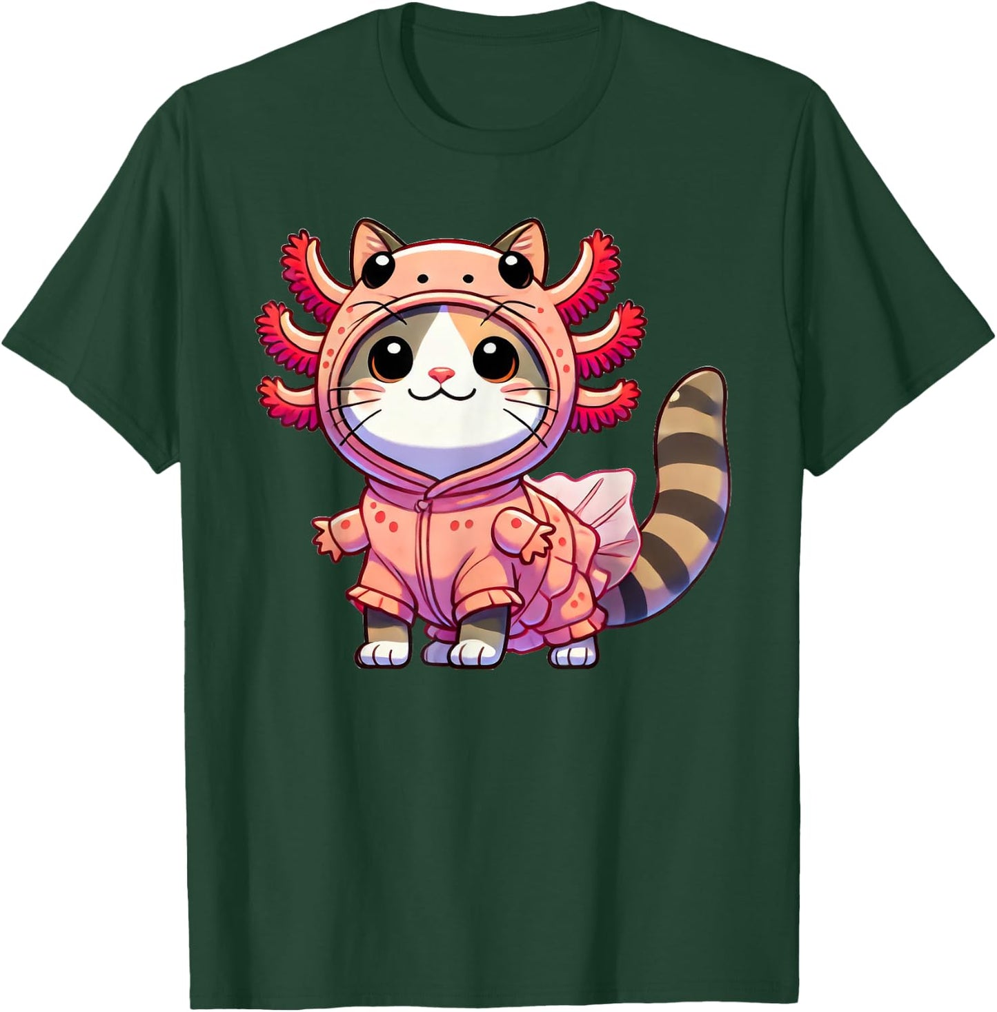 Kawaii Cat Kitten Axolotl Costume Women Kids T-Shirt - T-Shirt | Forest