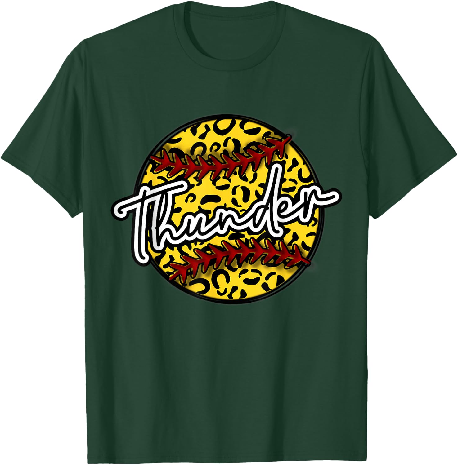 THUNDER Leopard Cheetah Softball Team Trendy Cute Womans Top T-Shirt - T-Shirt | Forest
