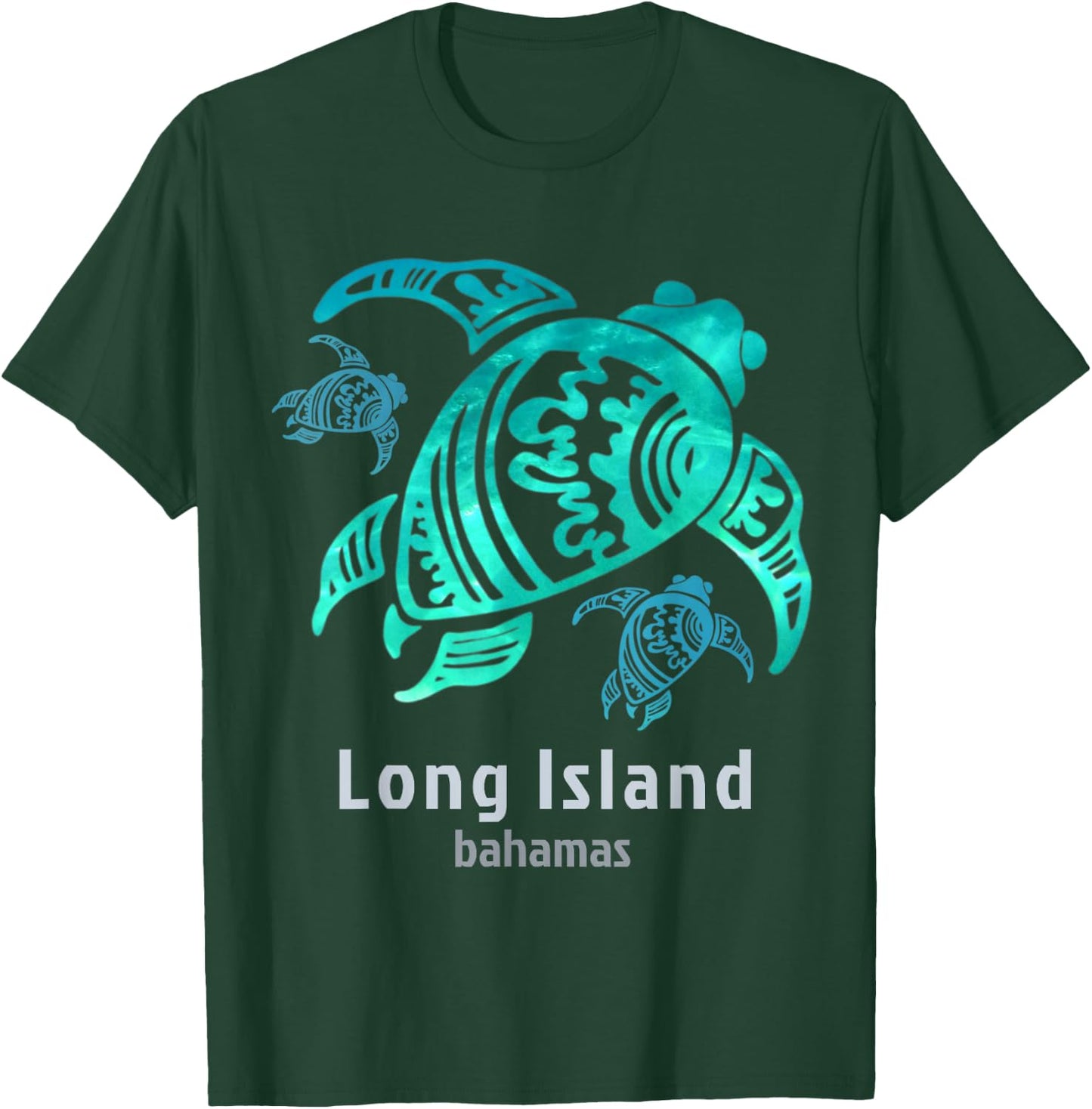 Long Island Bahamas Sea Blue Tribal Turtle T-Shirt - T-Shirt | Forest