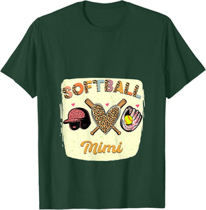 Bleached Softball Mimi Leopard Heart Grandma Mothers Day T-Shirt - T-Shirt | Forest