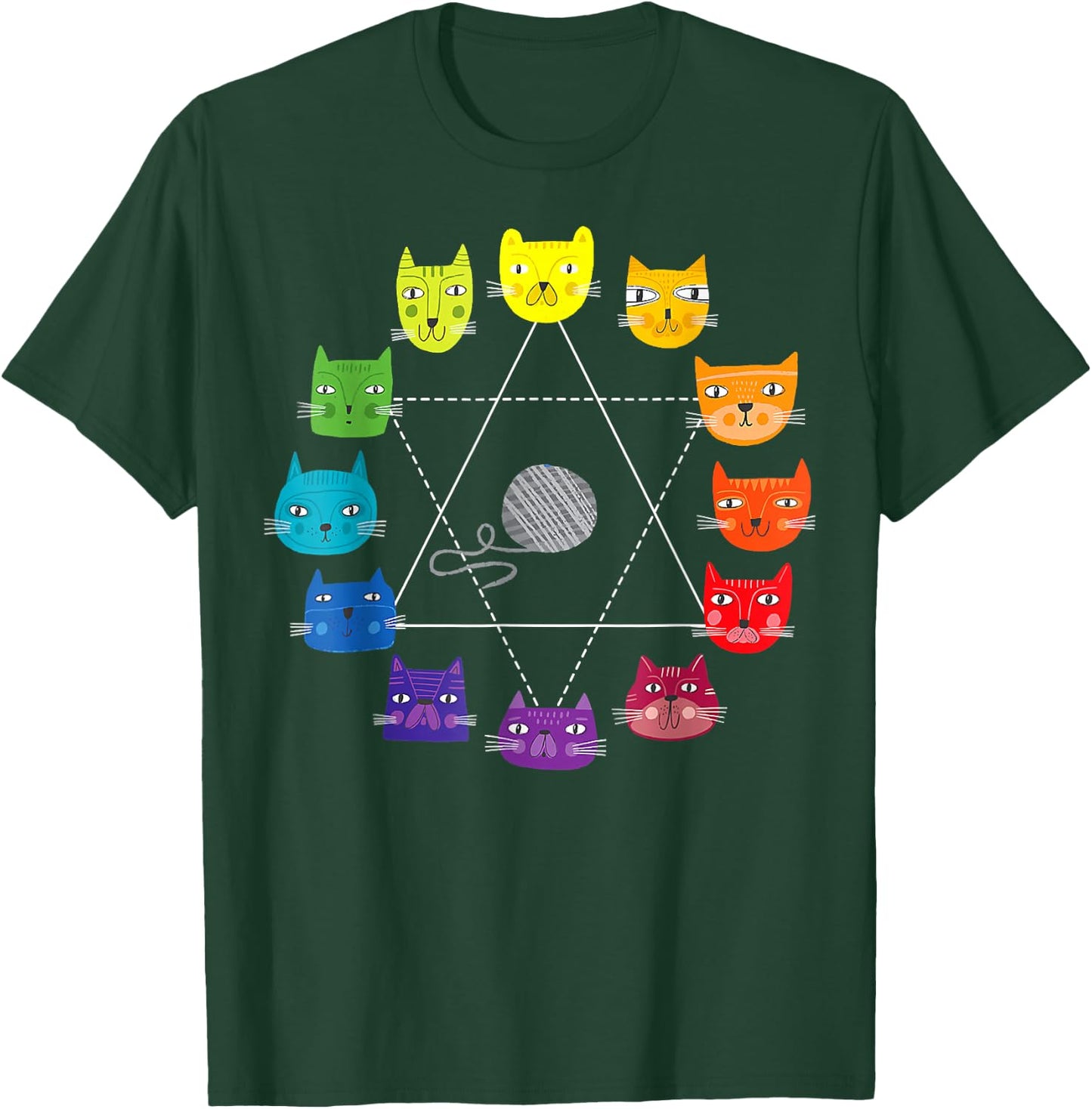 Cat Themed Artist Color Wheel Educational Art Teacher Small T-Shirt - T-Shirt | Forest