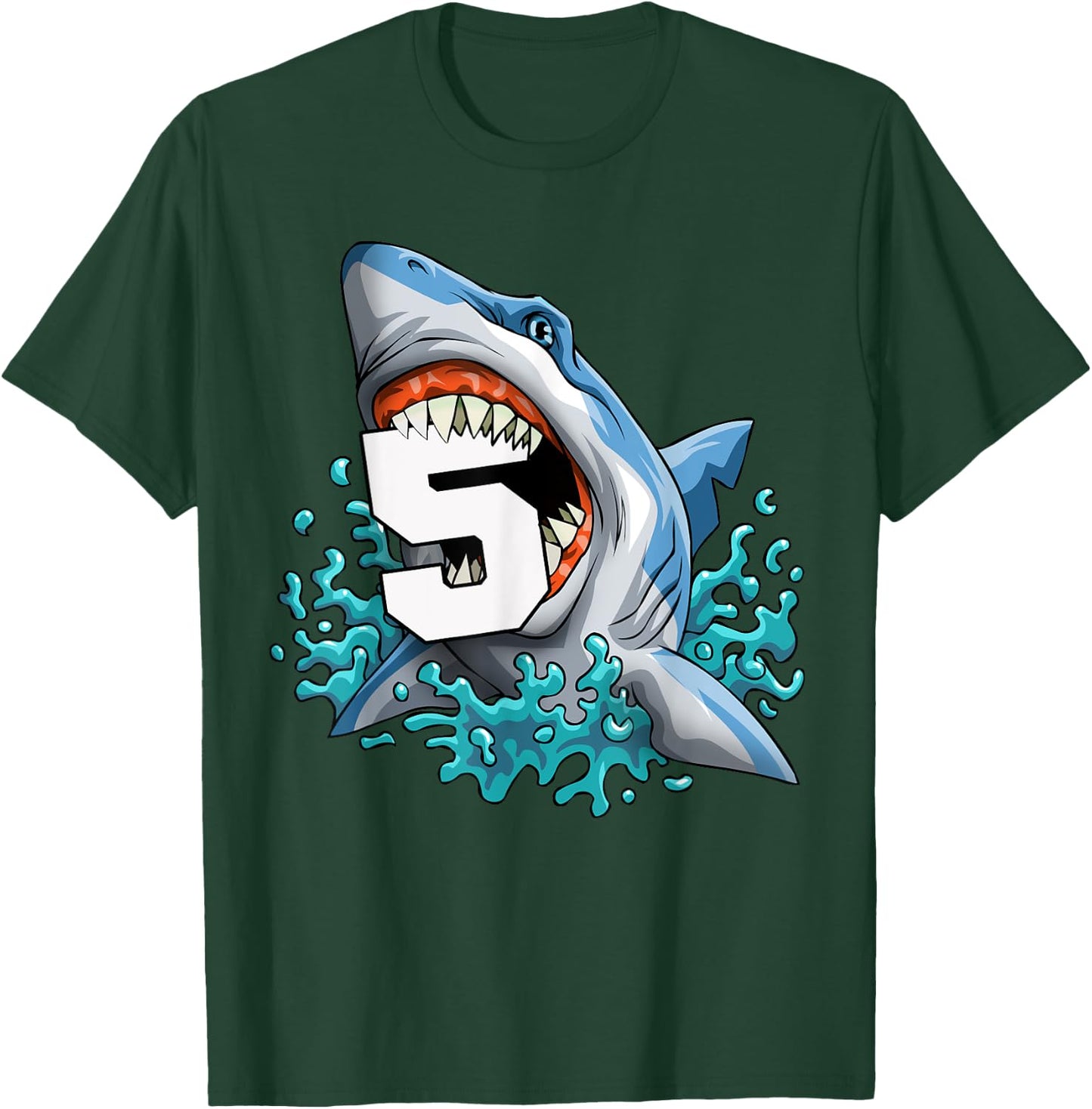 Kids Shark 5th Birthday Boys Funny Shark 5 yrs Old Birthday T-Shirt - T-Shirt | Forest