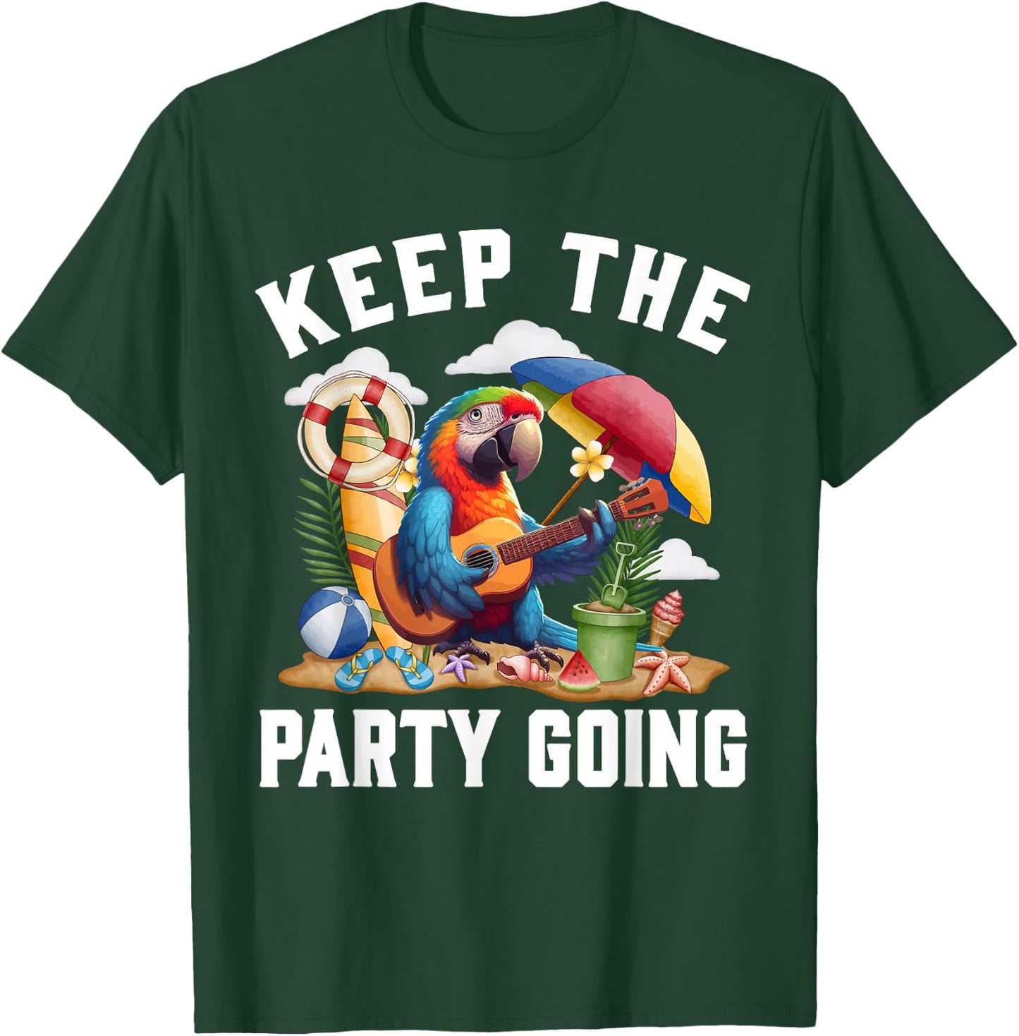 Keep the Party Going Funny Parrot Tribute , Small, Black T-Shirt - T-Shirt | Forest