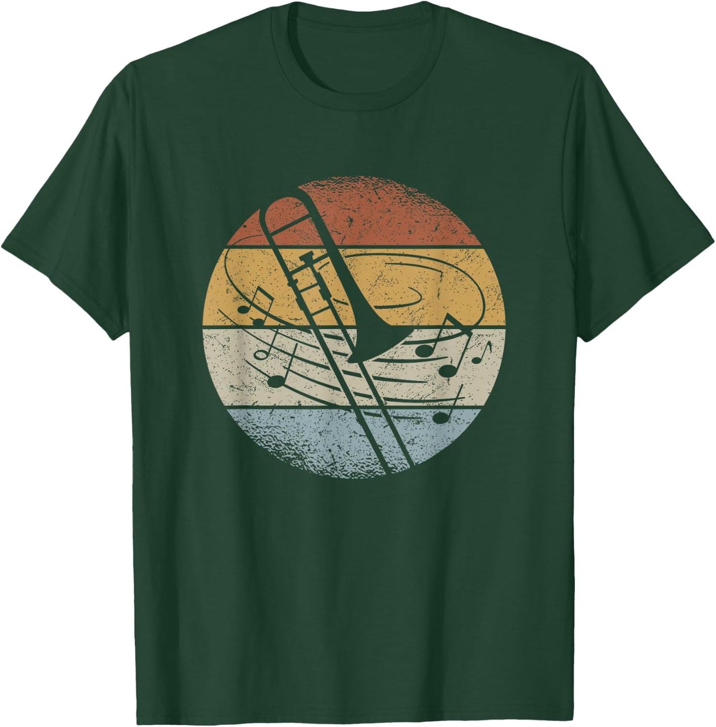 Trombone Orchestra Musician Notes Retro Trombone , black, s T-Shirt - T-Shirt | Forest