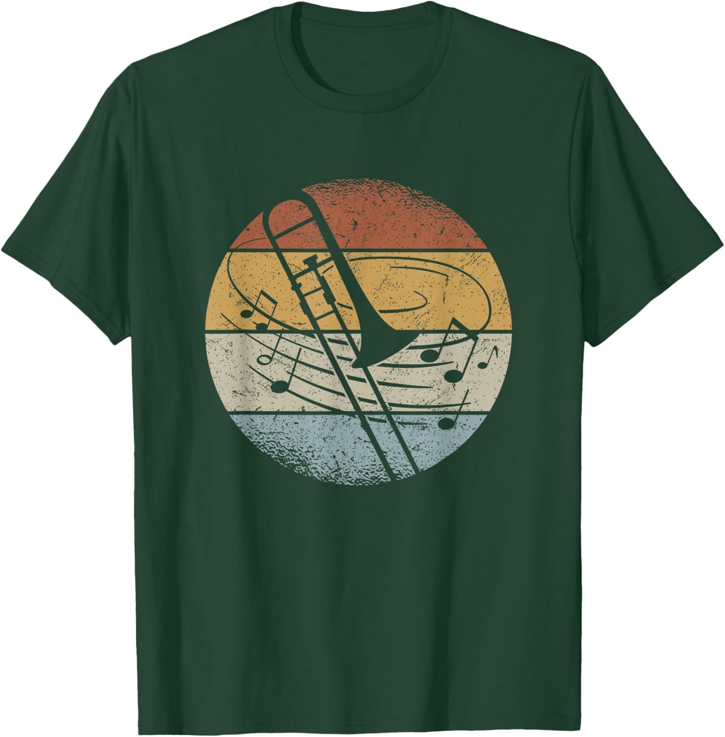 Trombone Orchestra Musician Notes Retro Trombone , black, s T-Shirt - T-Shirt | Forest