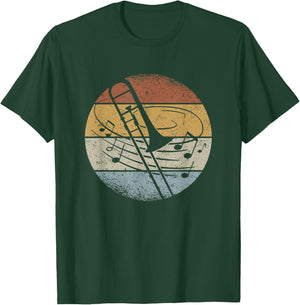 Trombone Orchestra Musician Notes Retro Trombone , black, s T-Shirt - T-Shirt | Forest