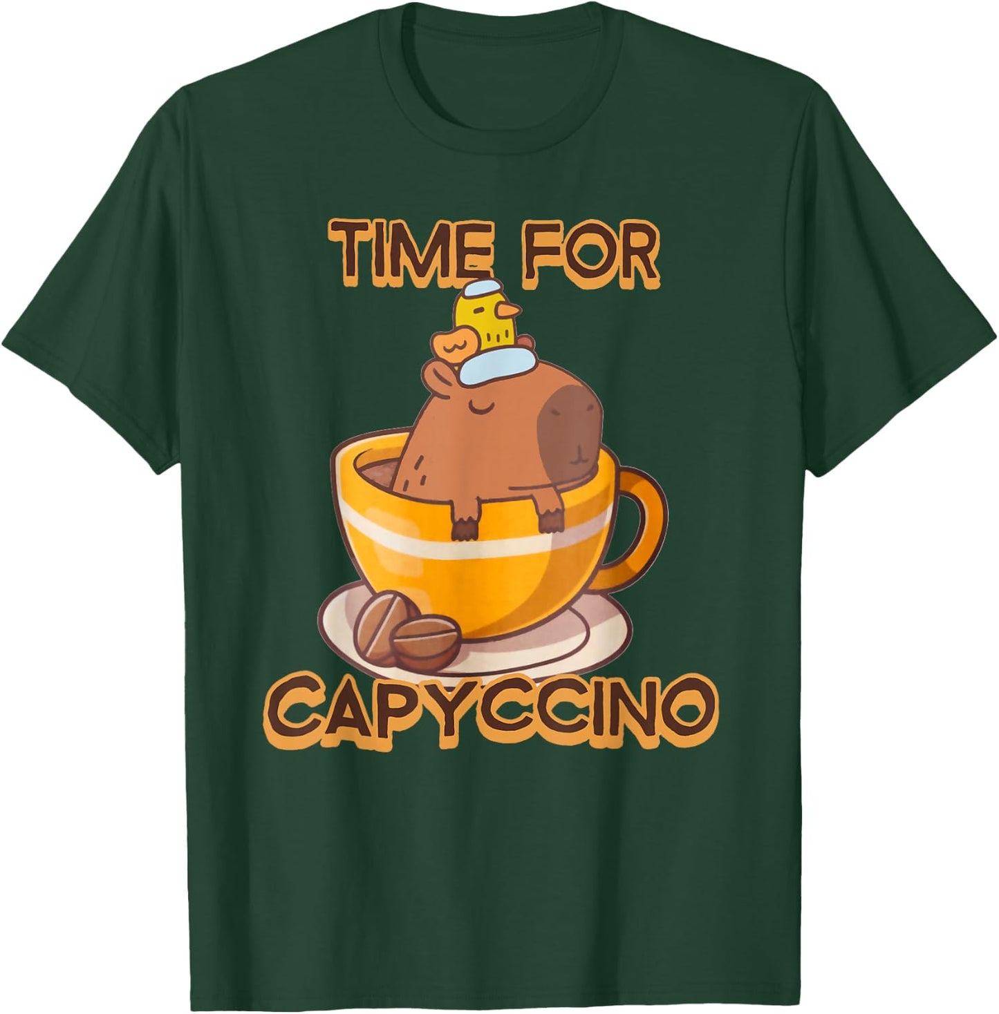 Time For Capyccino Funny Capybara Duck Coffee Rodent Lover T-Shirt - T-Shirt | Forest