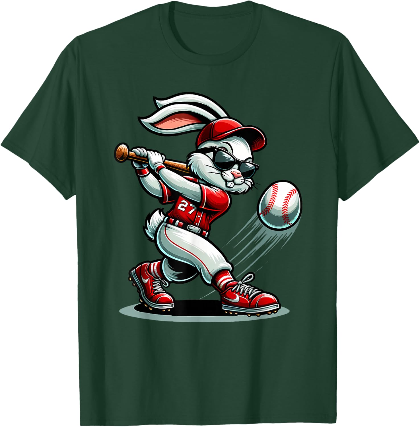 Funny Baseball Bunny Easter Shirts Kids Boys Toddler T-Shirt - T-Shirt | Forest
