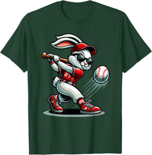 Funny Baseball Bunny Easter Shirts Kids Boys Toddler T-Shirt - T-Shirt | Forest