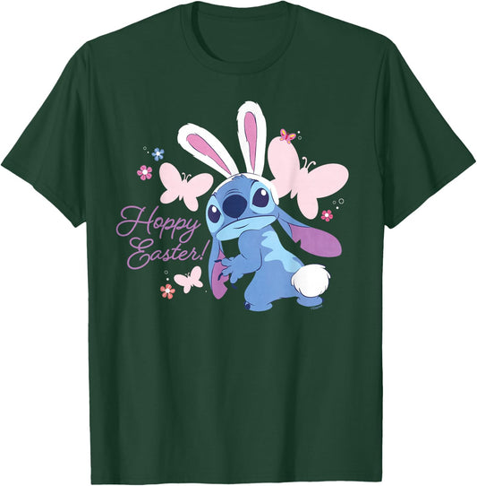 Disney Lilo & Stitch Hoppy Easter Bunny and Butterflies T-Shirt - T-Shirt | Forest