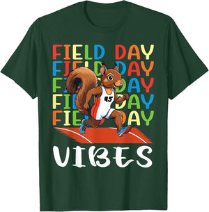 Field Day Field Day Field Day Vibes Running Squirrel Athlete T-Shirt - T-Shirt | Forest