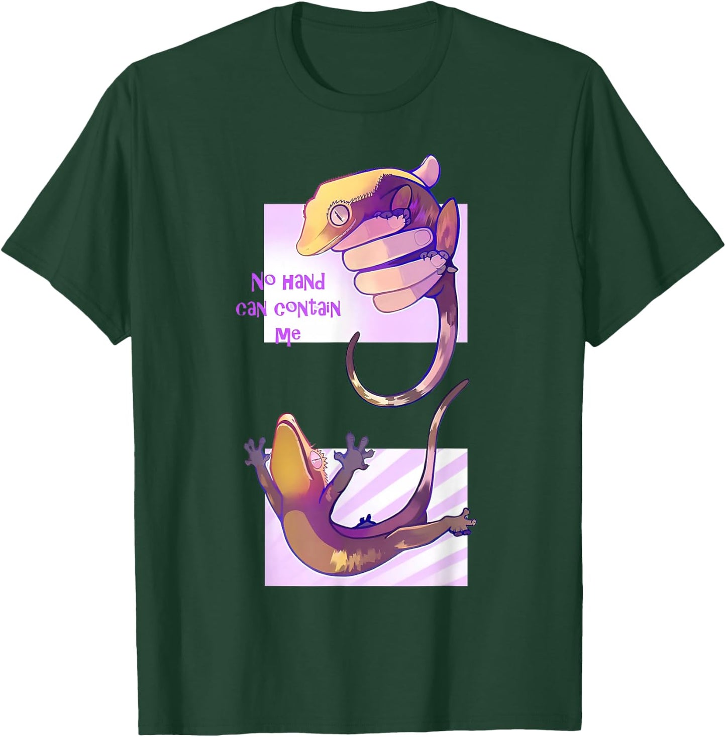 No Hand Can Contain Me Funny Gecko T-Shirt - T-Shirt | Forest