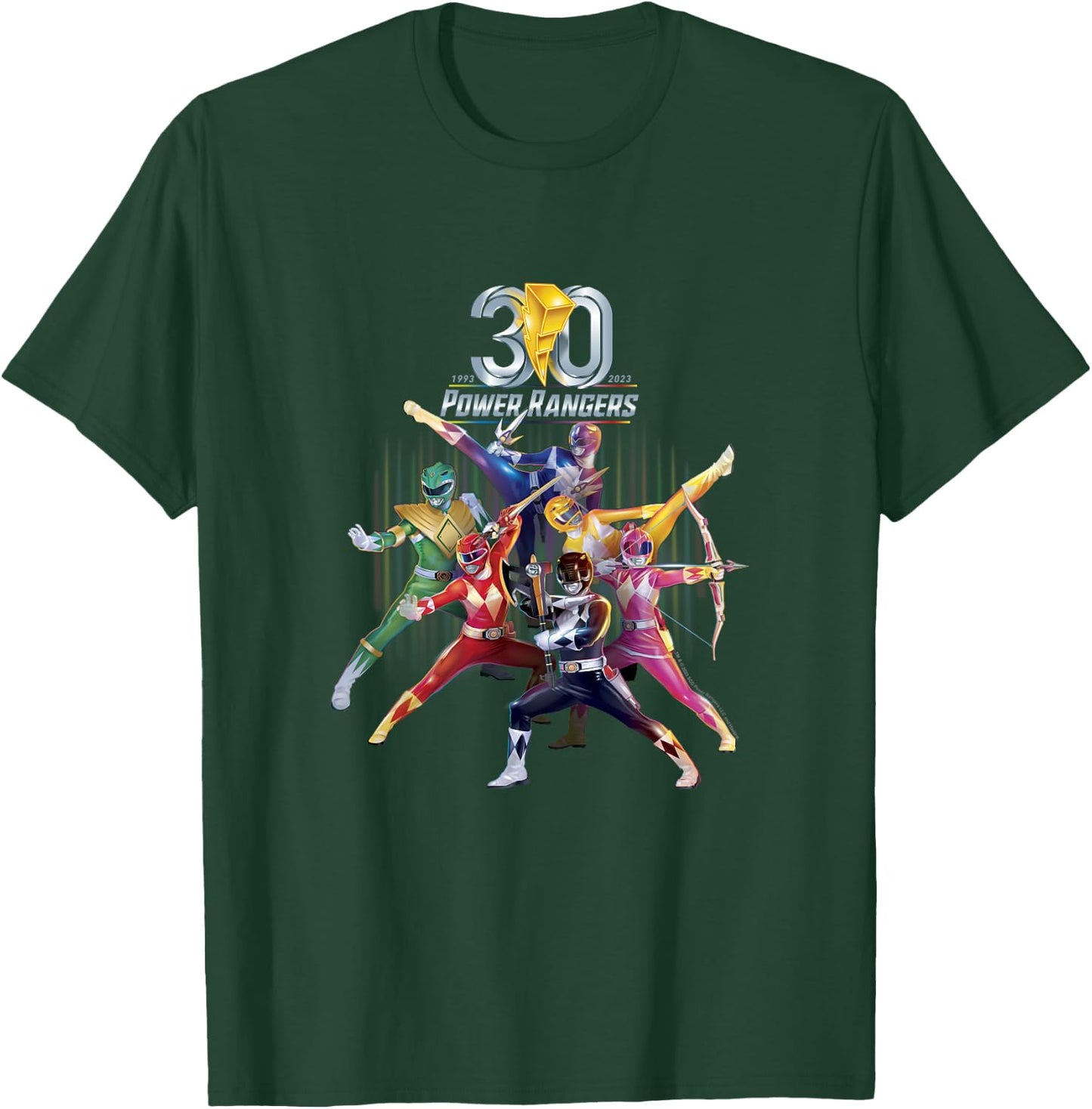 Kinder Power Rangers 30th Anniversary Mighty Morphin Vintage Poster T-Shirt - T-Shirt | Forest
