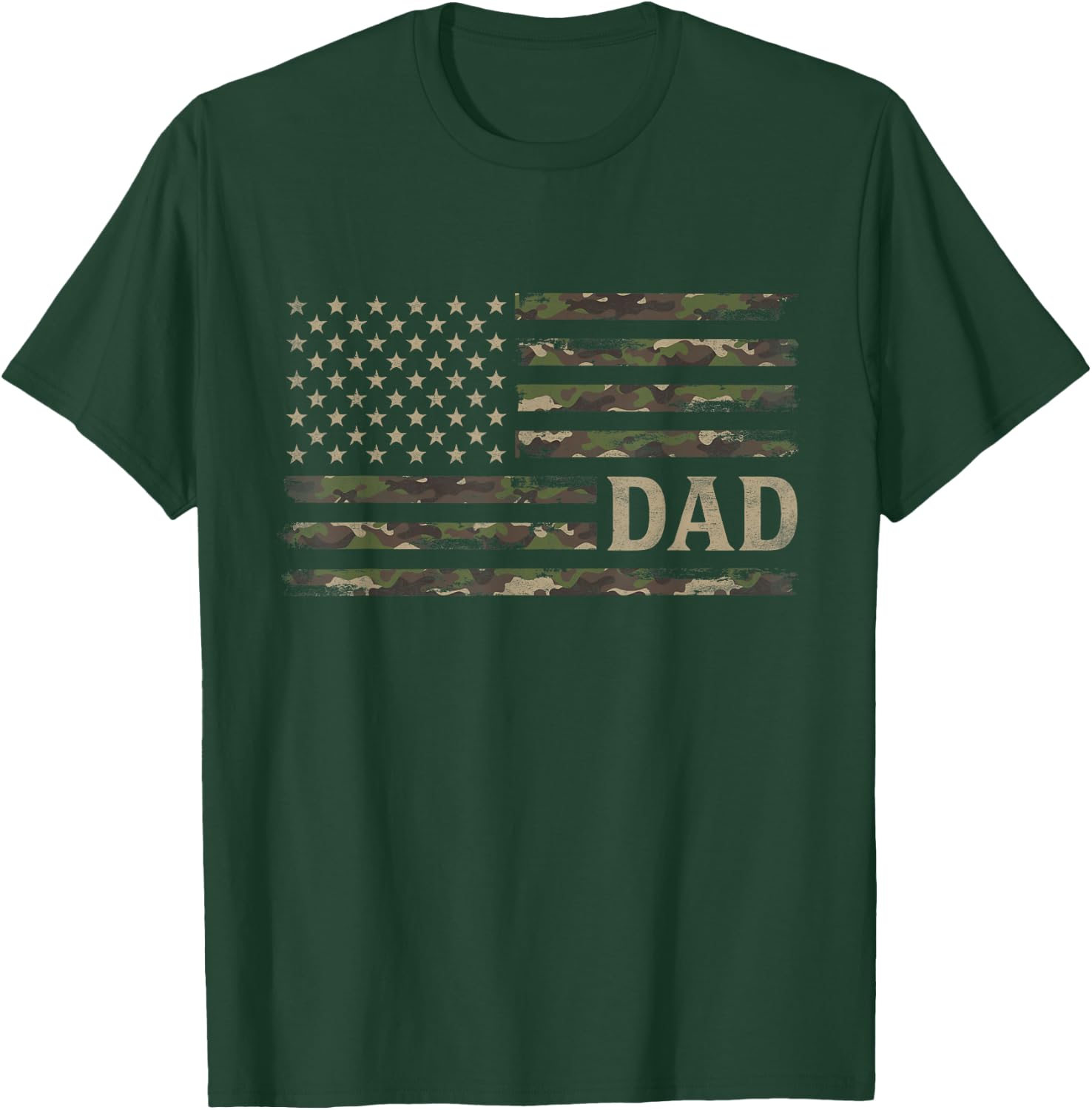 Camo Dad Camourflage USA Flag Fathers Day T-Shirt - T-Shirt | Forest