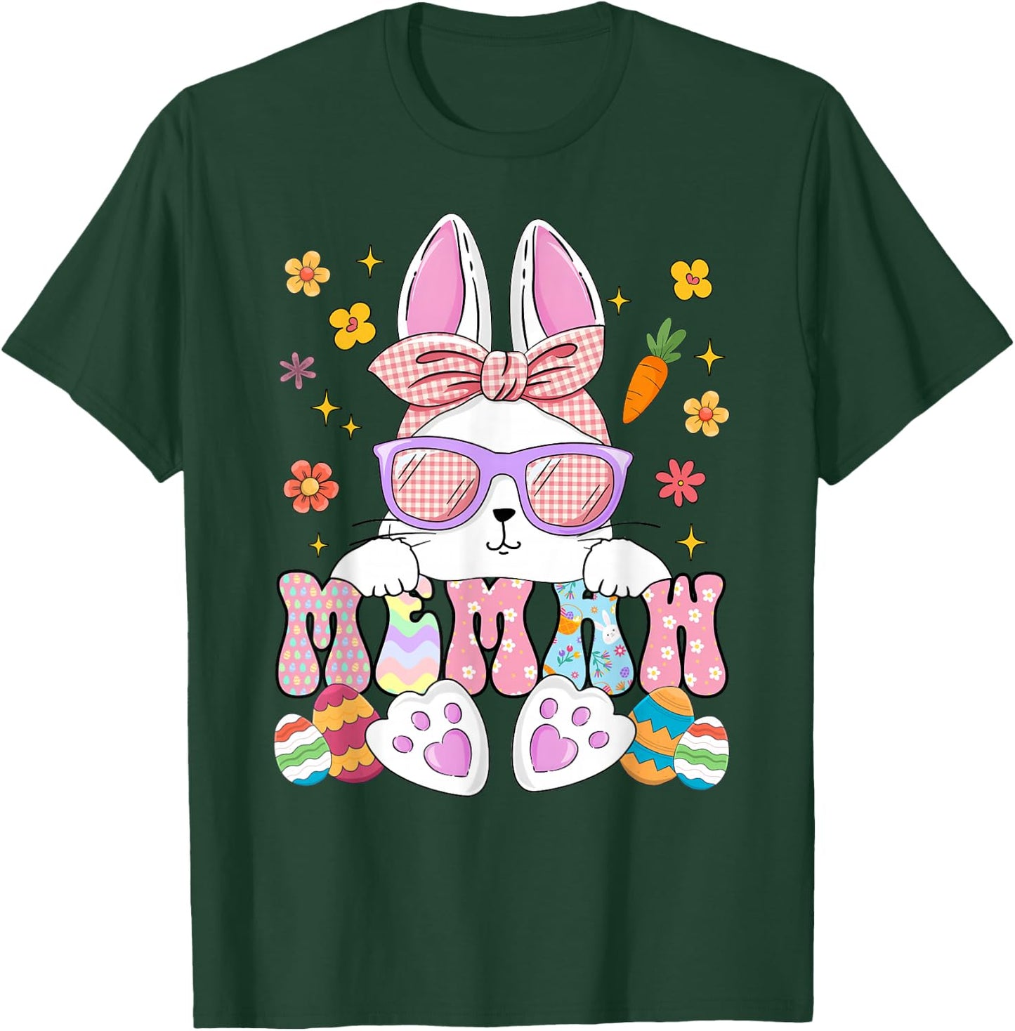 Happy Easter Day Memaw Bunny Matching Family Easter Party T-Shirt - T-Shirt | Forest