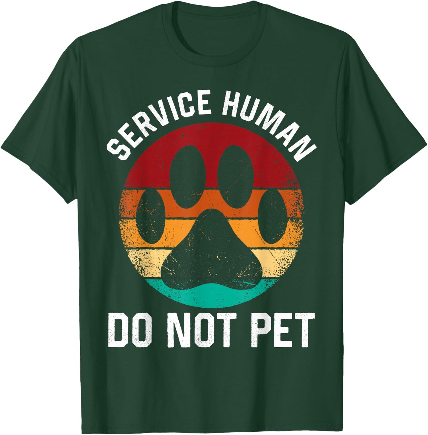 Retro Emotional Puppy Support Dog Human Service Human Do Not Pet Funny Dog Vintage Rescue Dog Owner -Adults Black Cotton Polyester Short Sleeve T-Shirt - T-Shirt | Forest
