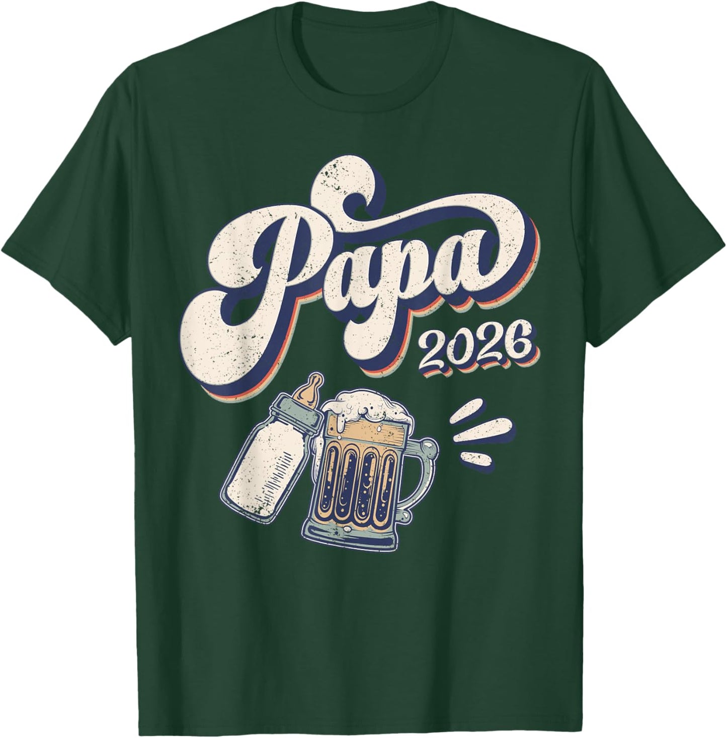Papa 2026, First Time Dad, Fresh Dad , black T-Shirt - T-Shirt | Forest