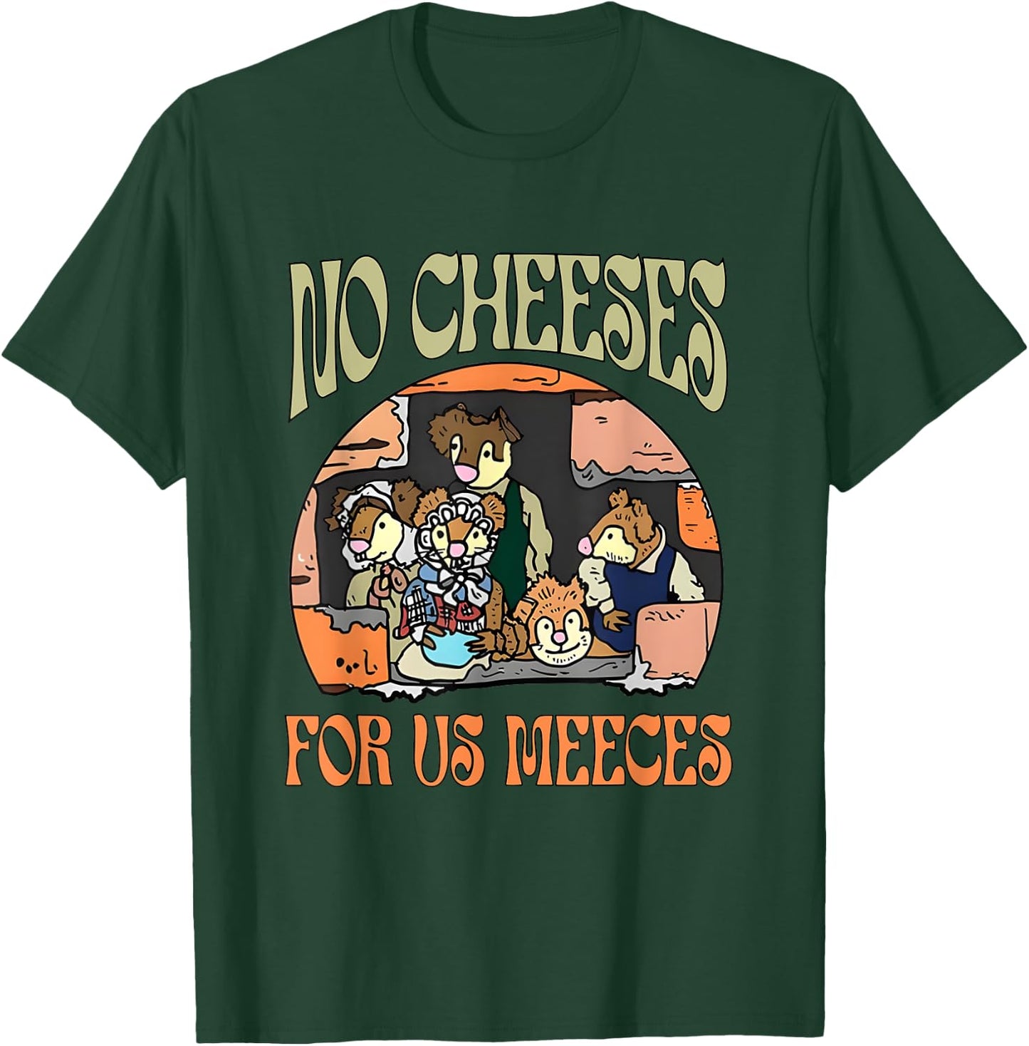 No Retro Cheeses For Us Party Meeces Christmas Holiday T-Shirt - T-Shirt | Forest