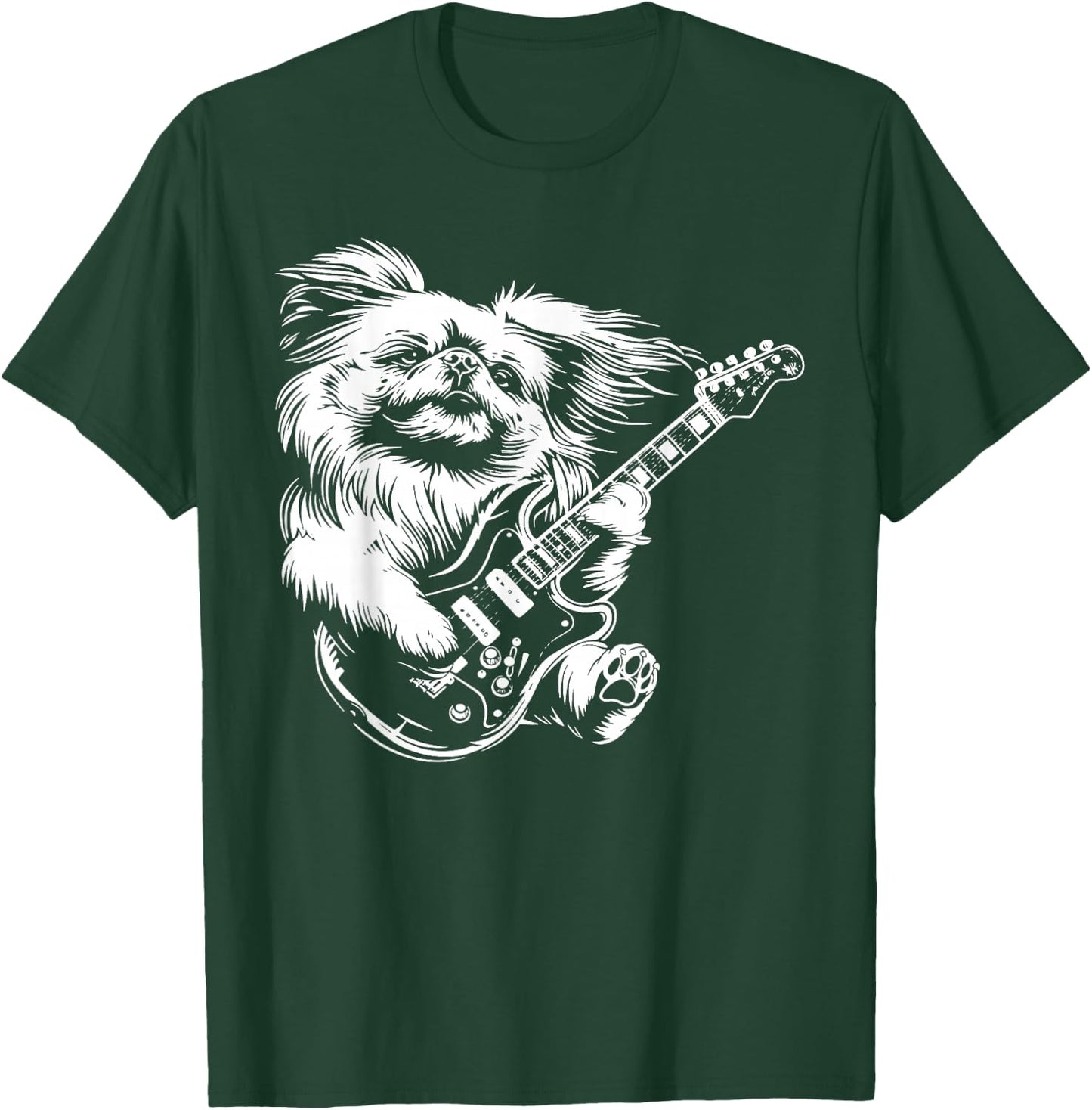 Dog Guitarist Guitar - Pekingese Dad Mom Men Women T-Shirt - T-Shirt | Forest