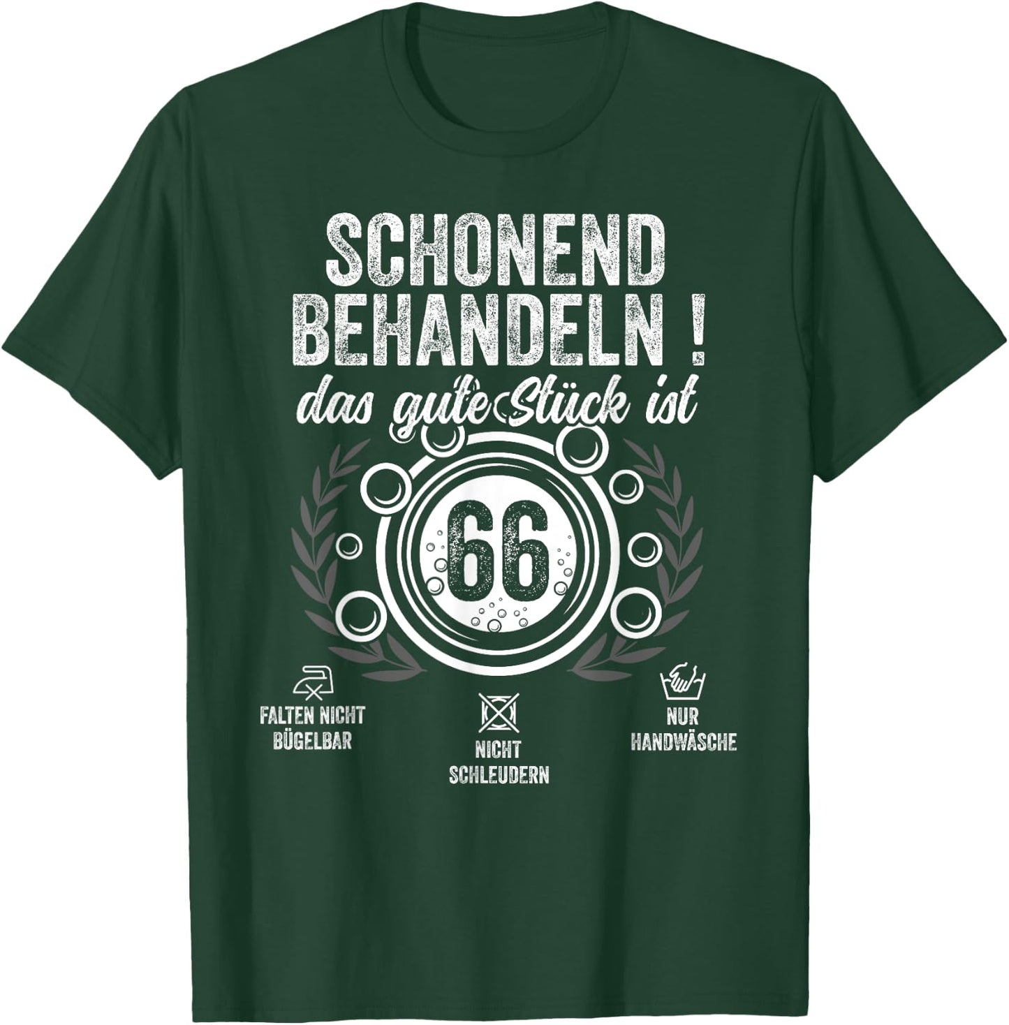 66. Geburtstag schonend behandeln.Pflegehinweis: 66 Jahre T-Shirt - T-Shirt | Forest