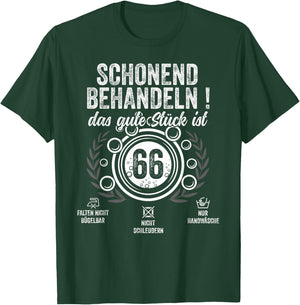 66. Geburtstag schonend behandeln.Pflegehinweis: 66 Jahre T-Shirt - T-Shirt | Forest
