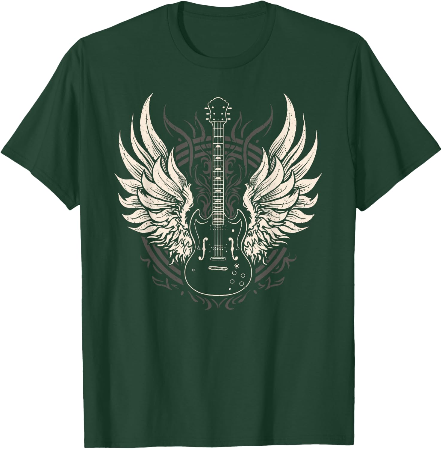 Guitar with Wings Art Graphic Women Children T-Shirt - T-Shirt | Forest