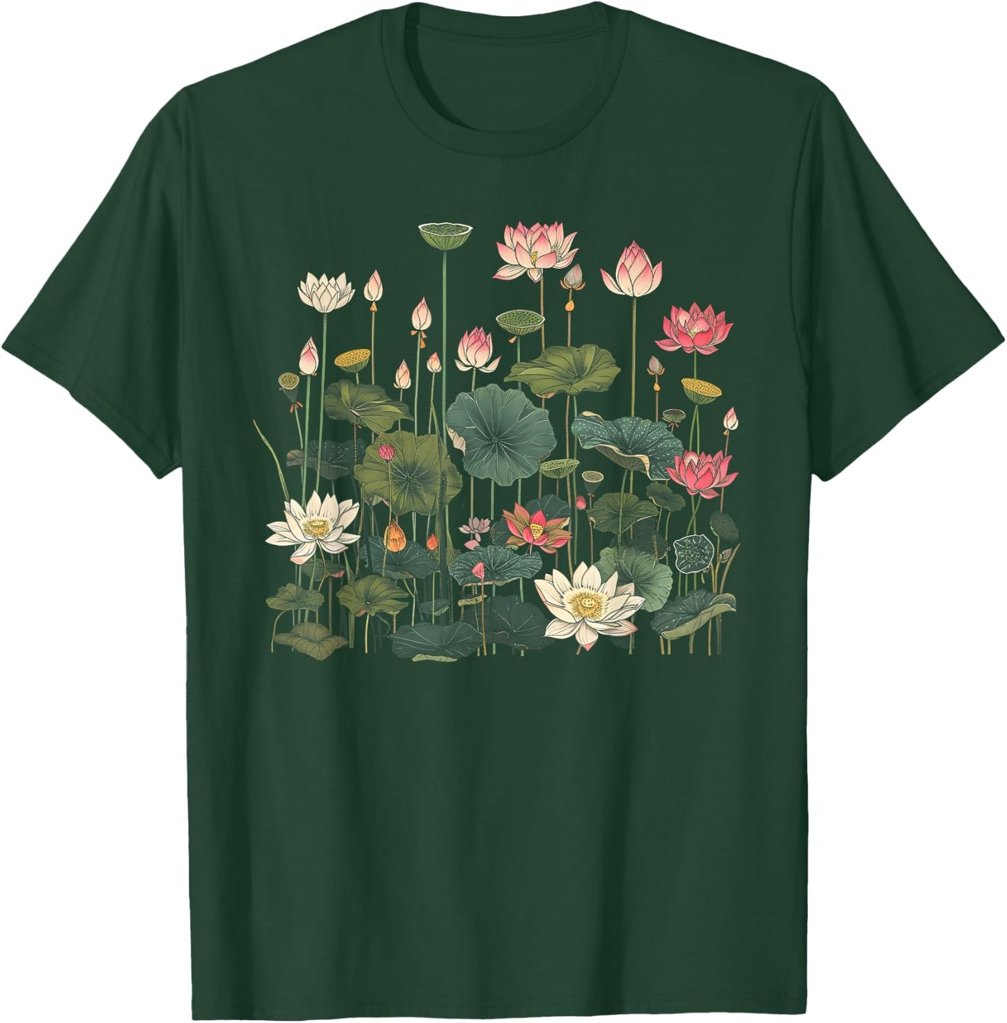 Vintage Botanical Lotus Flower Girl T-Shirt - T-Shirt | Forest