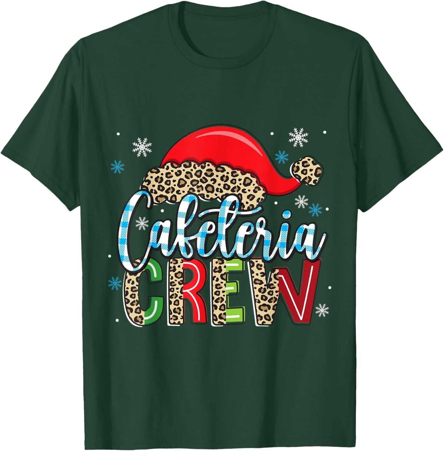 Cafeteria Crew Leopard Christmas Lunch Lady Xmas T-Shirt - T-Shirt | Forest