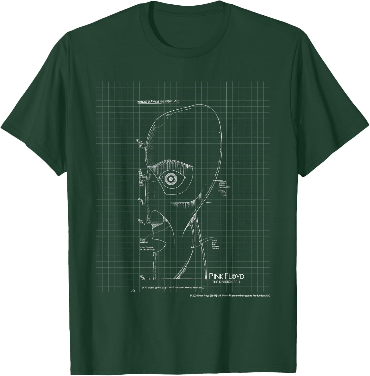 Pink Floyd The Division Bell Blueprint Head Diagram T-Shirt - T-Shirt | Forest