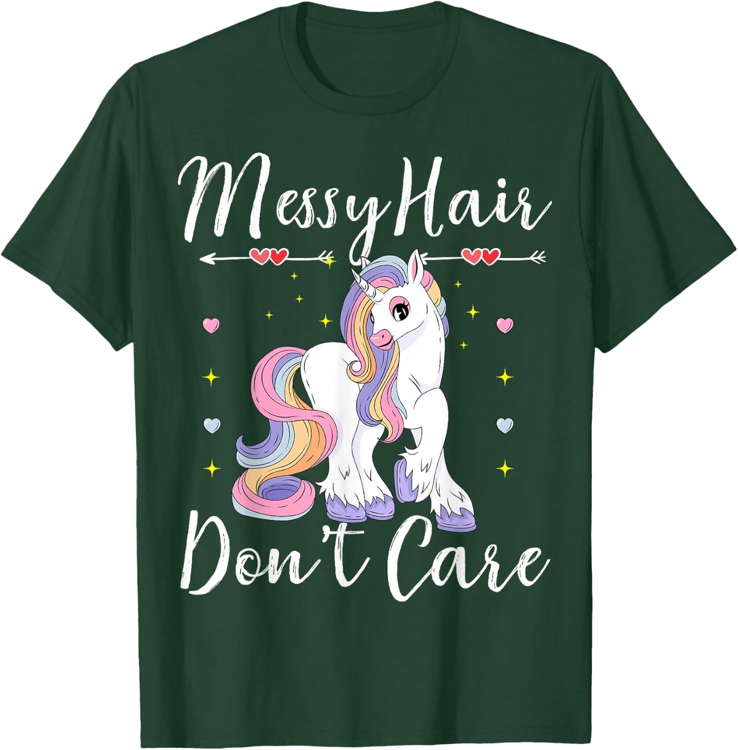 Messy Hair Don't Care Unicorn Lovers Messy Bun Hair Kids T-Shirt - T-Shirt | Forest