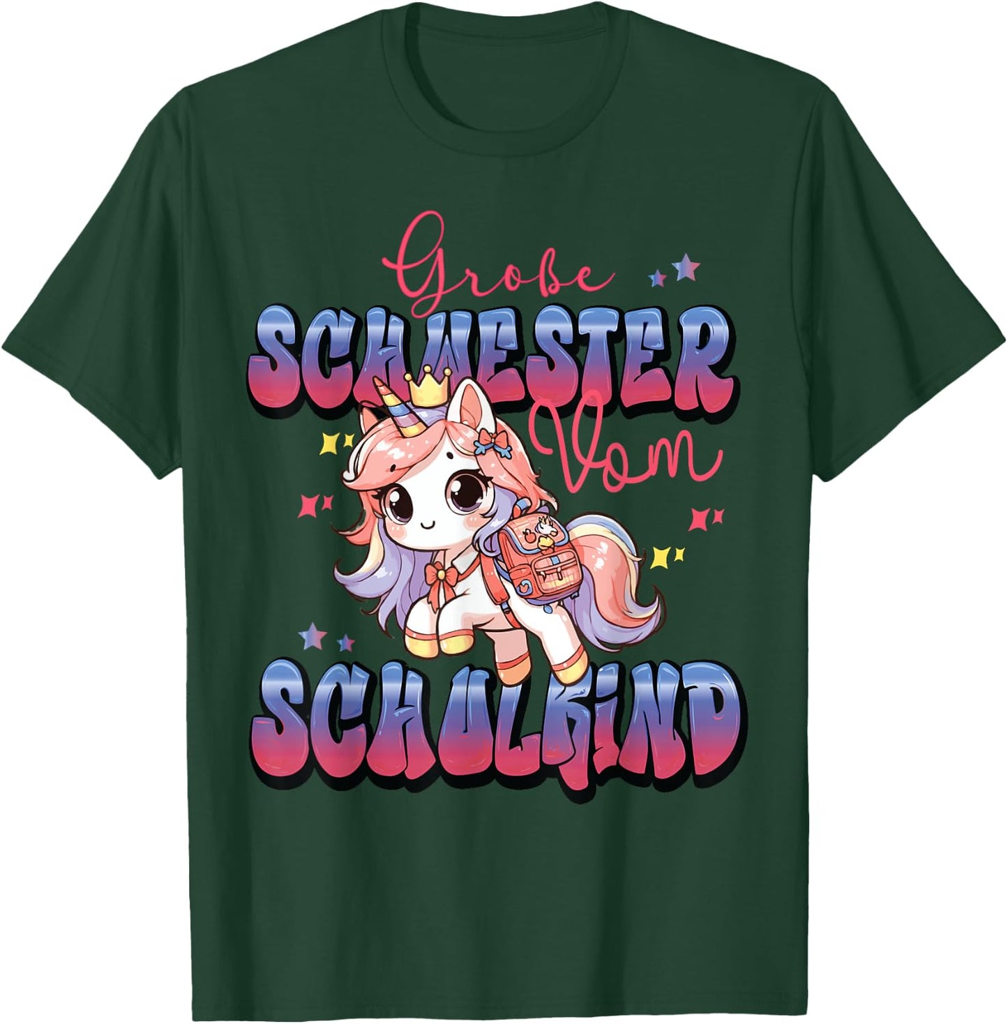 Süßes Einhorn Große Schwester von Schulkind Einschulung T-Shirt - T-Shirt | Forest