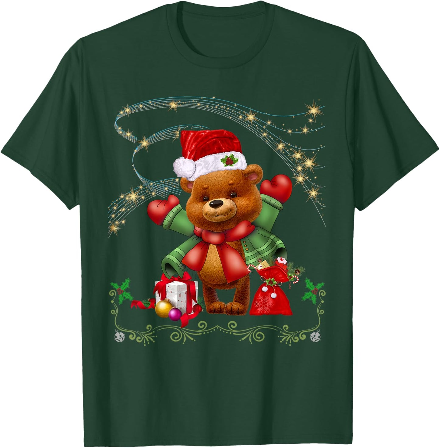 Christmas Teddy Bear Holiday Girls, Boys, Men and Women T-Shirt - T-Shirt | Forest