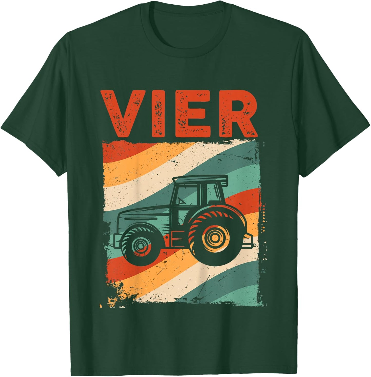 Children's 4th Birthday Retro Tractor Boy Tractor Farmer Kids , black, 80 T-Shirt - T-Shirt | Forest