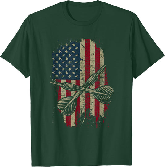 Patriotic USA American Darts Lover Dart Sports Gift Men T-Shirt - T-Shirt | Forest