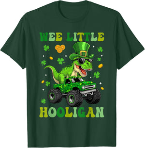 Wee Little Hooligan Dinosaur Monster Truck St Patricks Day T-Shirt - T-Shirt | Forest