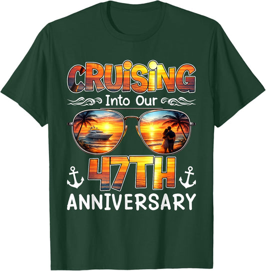 Vintage Cruising Into Our 47th Anniversary 47 Years Together T-Shirt - T-Shirt | Forest