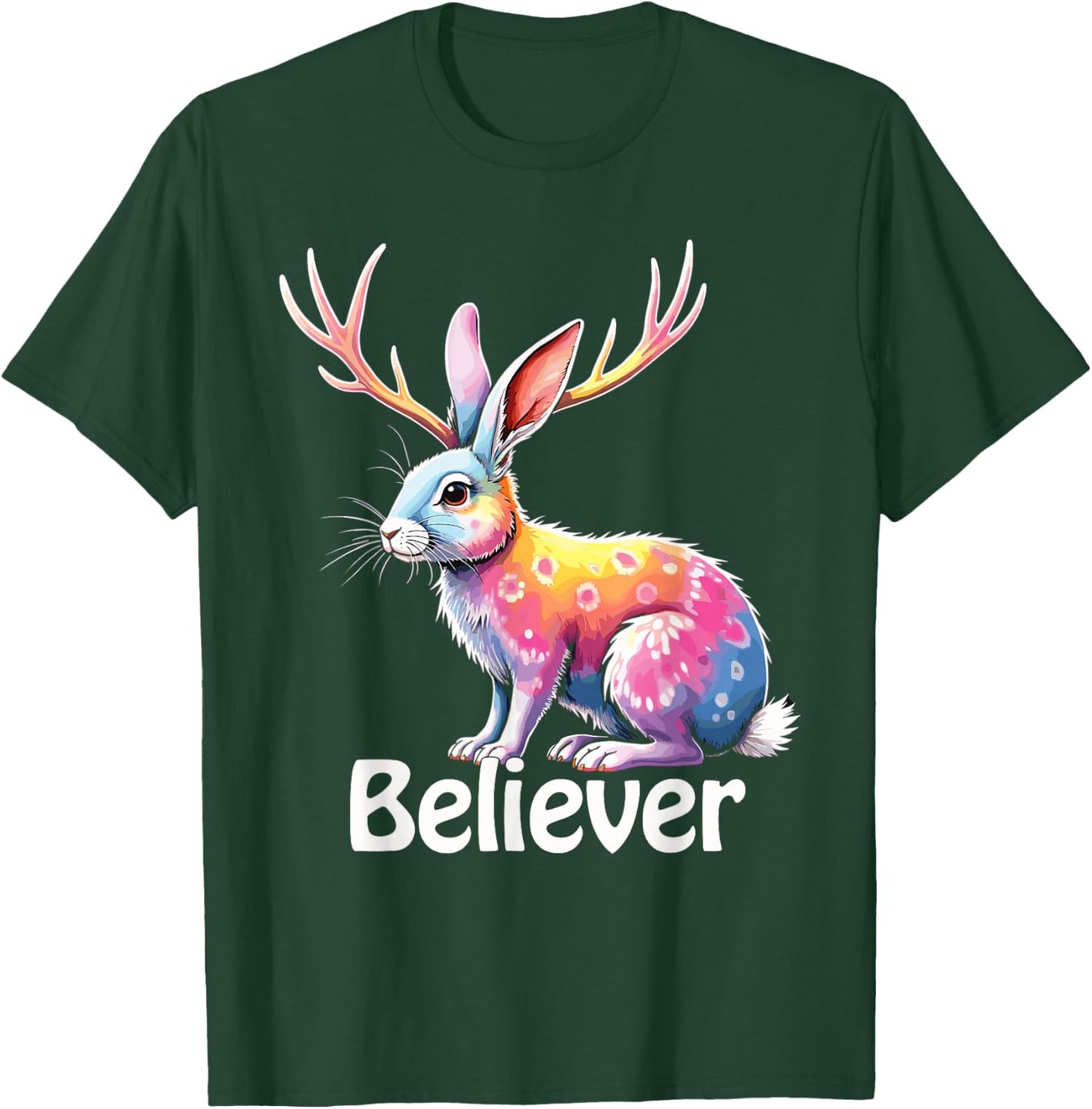 Jackalope Funny Cryptid Mythical Rabbit T-Shirt - T-Shirt | Forest