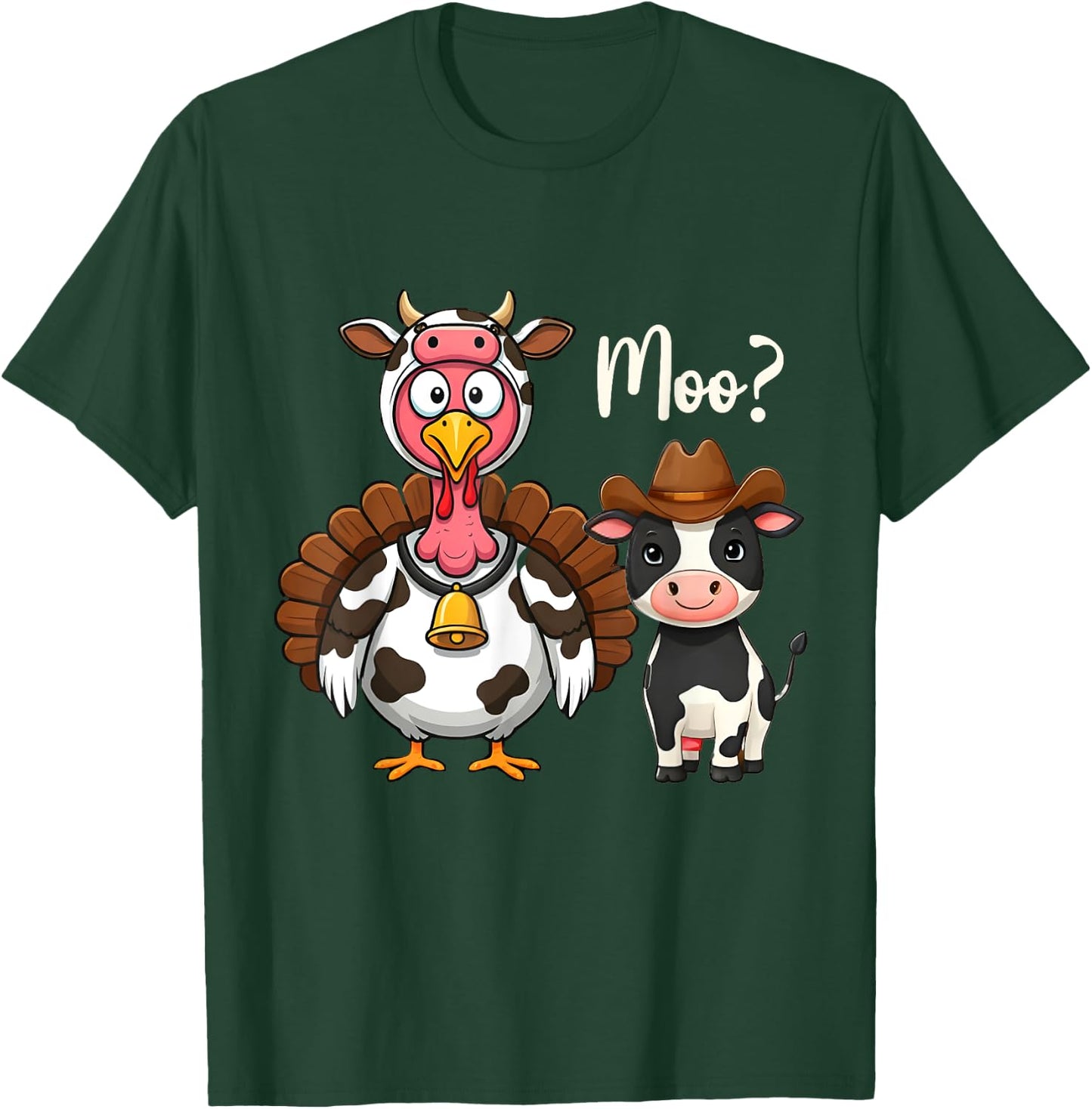 Turkey Moo Cow Funny Thanksgiving Cute Cow Costume T-Shirt - T-Shirt | Forest