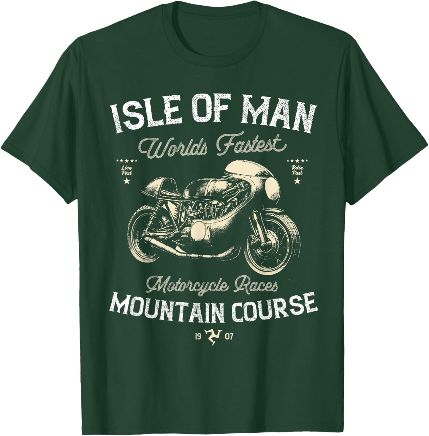 Retro Isle of Man TT Races Vintage Motorcycle Race , Black, S T-Shirt - T-Shirt | Forest