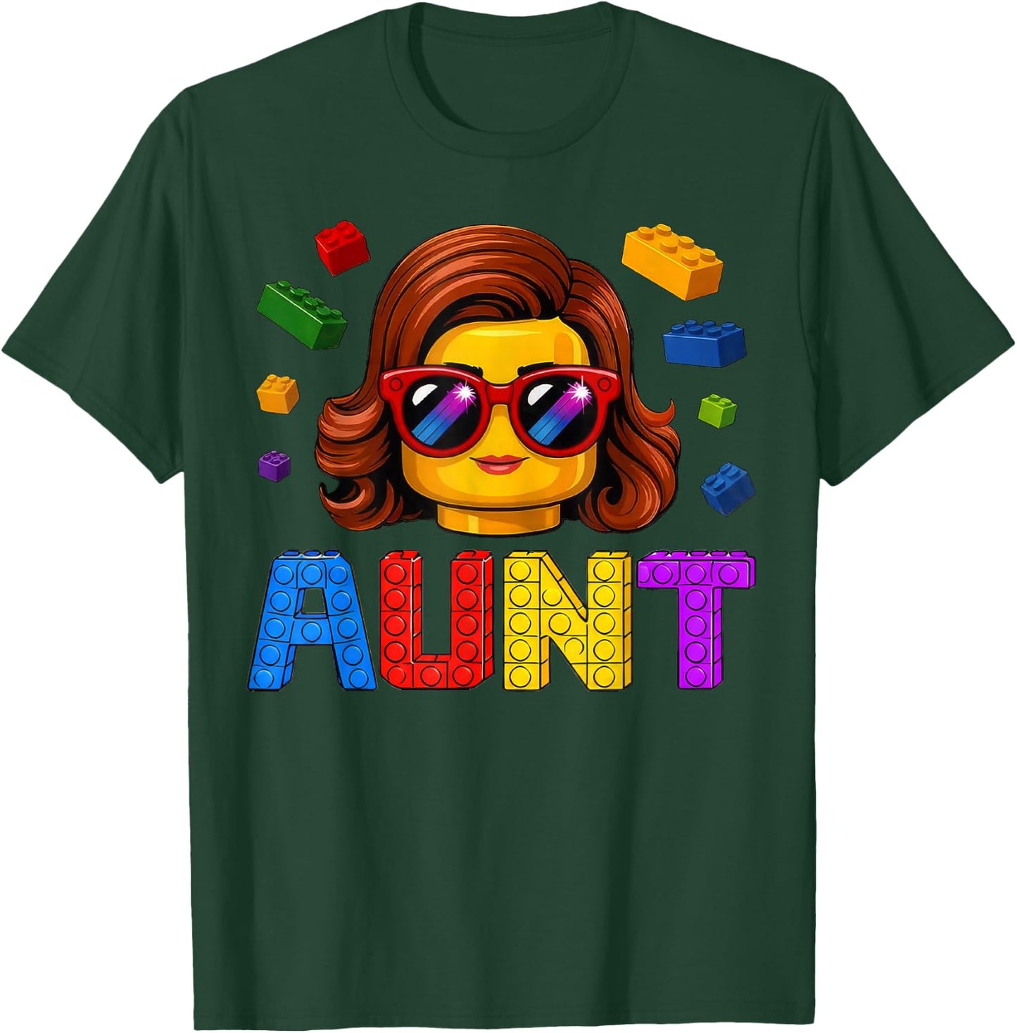 Family Aunt Master Builder Building Bricks Blocks MothersDay T-Shirt - T-Shirt | Forest