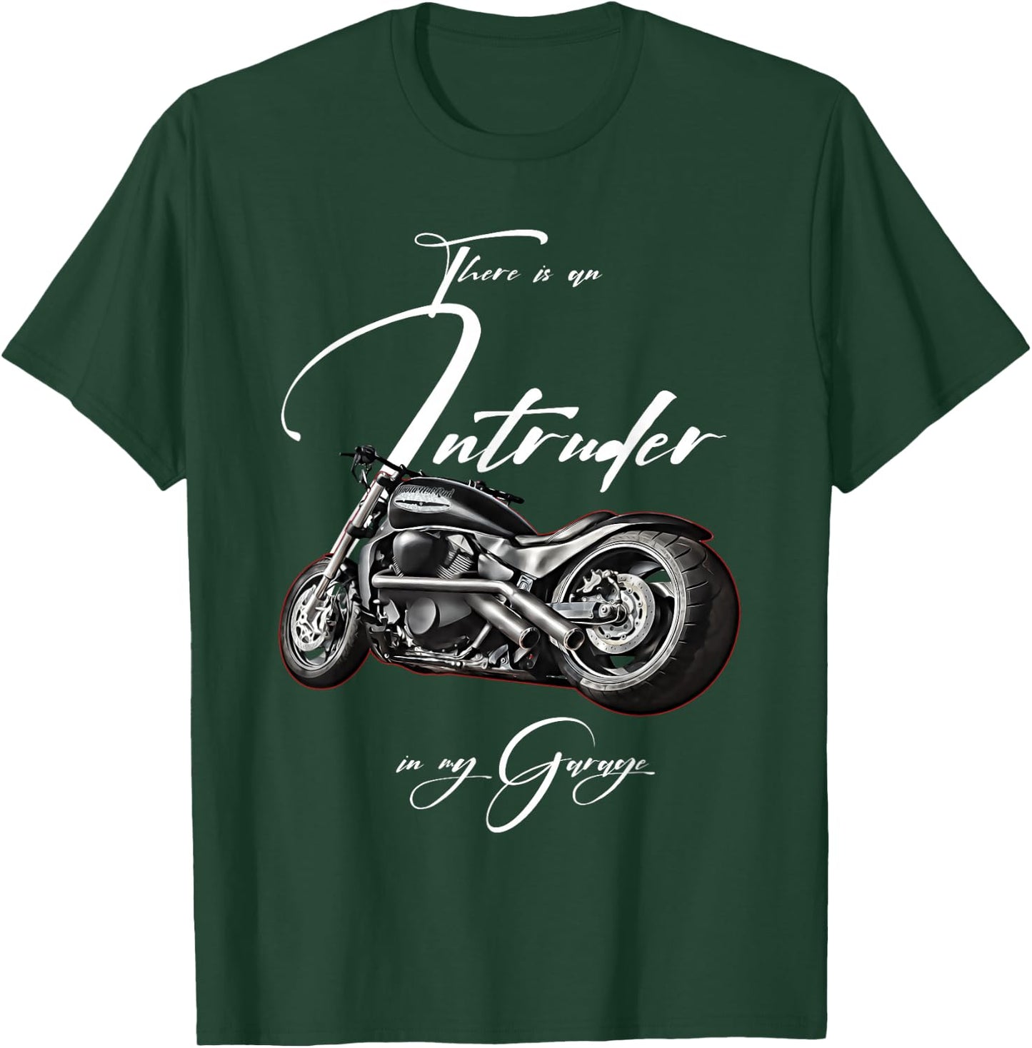 Intruder in the Garage, Biker, Motorcycle, Chopper, Muscle Bike , black T-Shirt - T-Shirt | Forest