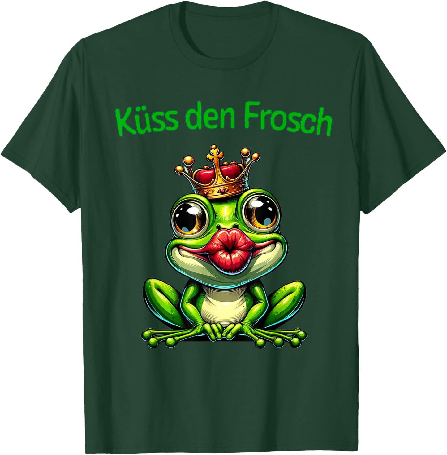 Kiss the Frog | Frog with Crown Carnival , black T-Shirt - T-Shirt | Forest