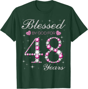 Blessed By God For 48 Years Old 48th Birthday Party B-day T-Shirt - T-Shirt | Forest