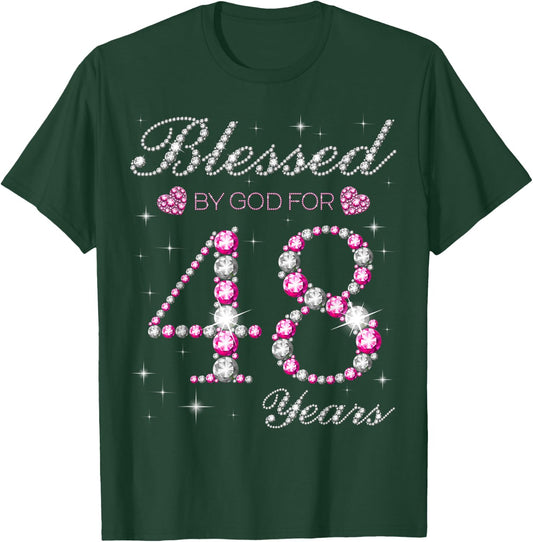 Blessed By God For 48 Years Old 48th Birthday Party B-day T-Shirt - T-Shirt | Forest